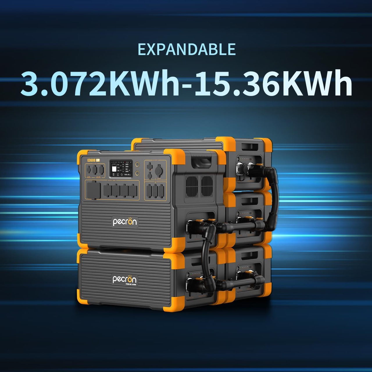 Pecron E3600LFP Portable Power Station  UPS 3600W/3072Wh(960000mAh) แบตเตอรี่สำรองพกพาความจุขนาดใหญ่